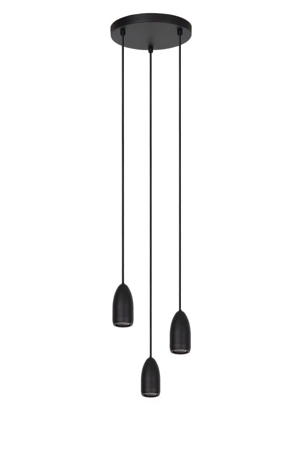 Lucide EVORA - Lámpara colgante - Ø 25 cm - 3xGU10 - Negro - UIT